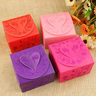Floral Heart Design Favor Boxes   Set of 12 (More Colors)