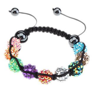 Colorful Diamond Balls and Black Pearls Pattern Knitted Bracelet