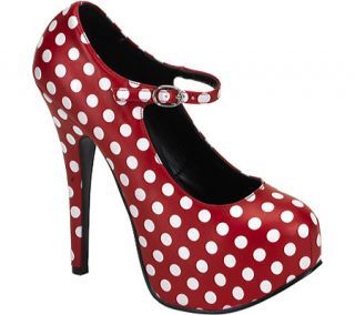 Womens Bordello Teeze 08   Red PU/White Polka Dots High Heels