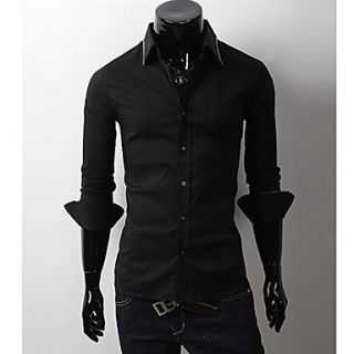 MenS Individual Collar Plaids Long Sleeve Shirt