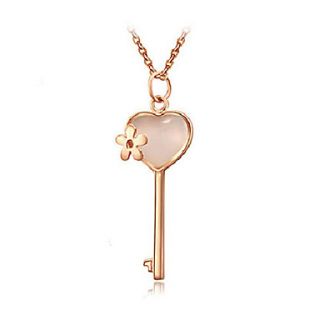 HoneyBaby Plated Rose Gold Heart Key Necklace