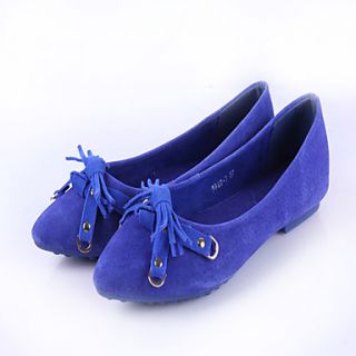 Womens Bow Decoration Solid Color Cozy Flat Shoes(Royal Blue)