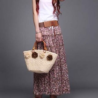 LIFVER Womens Casual Bohemian Style Floral Print Skirt