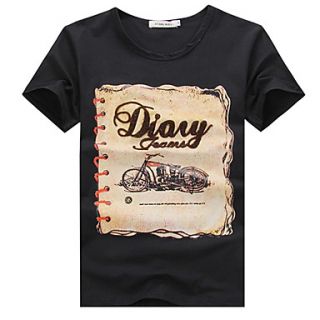 Mens Round Collar Vintage Casual T Shirt