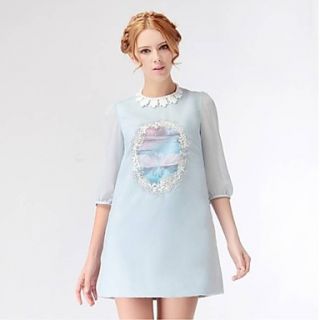CXY WomenS Fashion Leisure Sweet Chiffon Dress(Light Blue)