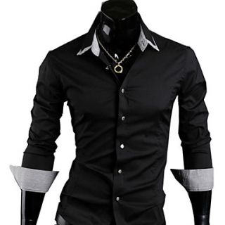 UF Mens Black Double Lapel Fitted Shirt