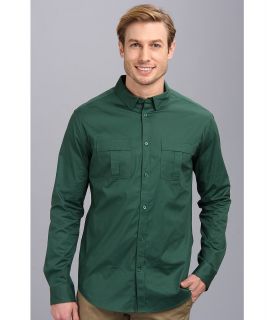 Elie Tahari Steve Shirt   Cotton Poplin Mens Long Sleeve Button Up (Green)