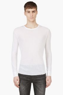 Blk Dnm White Semi_sheer Long Sleeve T_shirt
