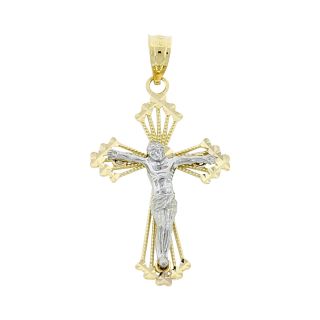 Women s 10K Gold Two Tone Crucifix Pendant