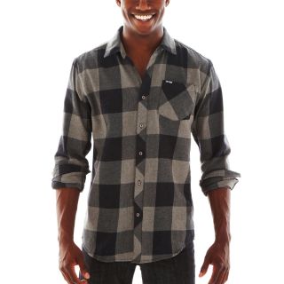 Zoo York Long Sleeve Flannel Woven Shirt, Black, Mens
