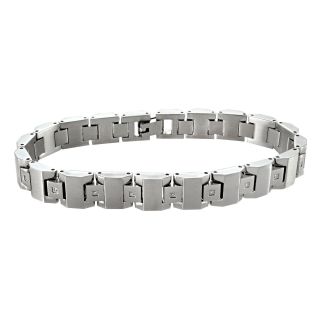 Mens 1/10 CT. T.W. Diamond Stainless Steel Link Bracelet