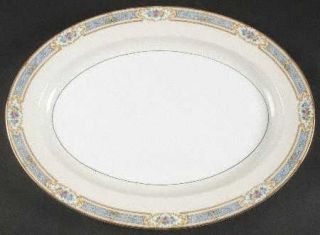 Noritake Pastelle 16 Oval Serving Platter, Fine China Dinnerware   Blue Band W/