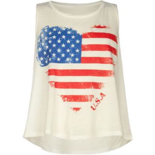 Americana Heart Girls Muscle Tank White In Sizes X Large, Large, Medi