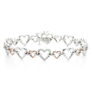 1/10 CT. T.W. Diamond Heart Bracelet, Womens