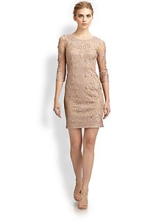 Sue Wong Embroidered Dress   Taupe