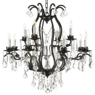 Gallery Versailles 12 Light Wrought Iron and Crystal Chandelier