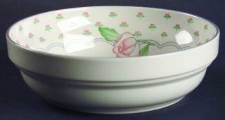 Sango Rose Chintz Coupe Cereal Bowl, Fine China Dinnerware   Pink Flowers,Blue R