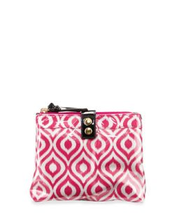 Tab Ikat Print Coated Toiletry Case, Pink
