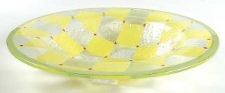 Villeroy & Boch Lemon Round Bowl   Green Glass,Yellow Squares,Red Dots