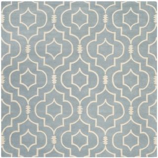 Safavieh Handmade Moroccan Chatham Blue/ Ivory Wool Rug (7 Square)