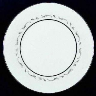 Noritake Caroline Dinner Plate, Fine China Dinnerware   Silver & White Scrolls