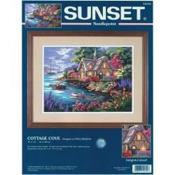 Cottage Cove Needlepoint Kit 16x12 Stitched In Yarn