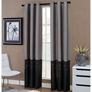 Horizon Grommet Top Curtain Panel, Black/Grey