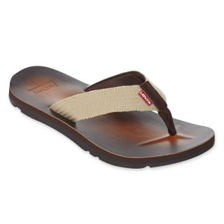 Levis Tan Flip Flops, Sand, Mens