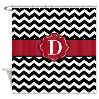  Red Black Chevron Monogram Shower Curtain  Use code FREECART at Checkout