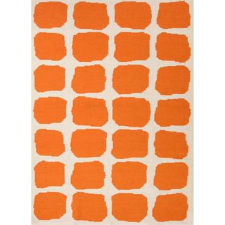 Handmade Flat Weave Abstract Pattern Red/ Orange Rug (9 X 12)