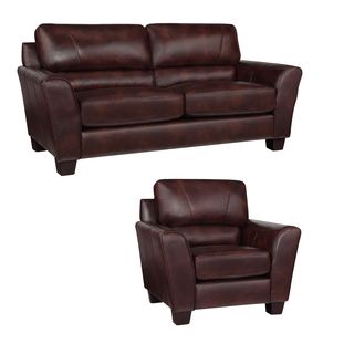 Eclipse Chocolate Brown Italian Leather Sofa And Chair