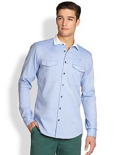 Faconnable Cotton Pocket Sportshirt   Blue