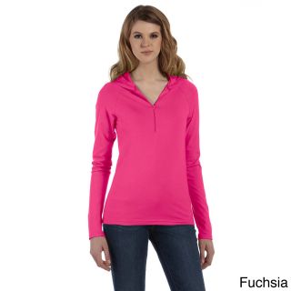 Womens Cotton/ Spandex Half zip Hooded Pullover Sweater