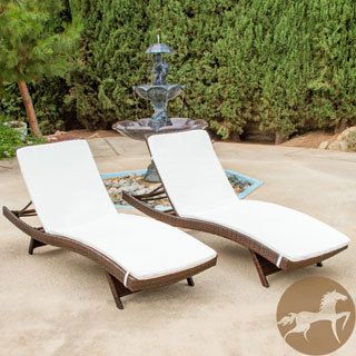 Christopher Knight Home Outdoor Brown Wicker Adjustable Chaise Lounge With Cushions (set Of 2) (Brown wicker, beige cushionsMaterials PE wickerComfortable lounge with adjustable backUse all together or around the yard for maximum utilityWeather resistant