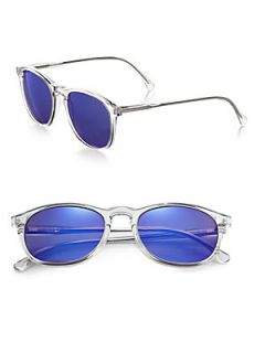 Illesteva Hudson Crystal Mirrored Sunglasses   Clear Blue