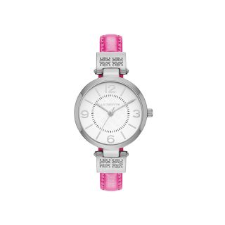 LIZ CLAIBORNE Icon Womens Pink Leather Strap Watch