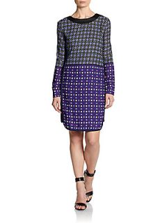 Geometric Two Print Dress   Violet