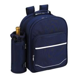 Picnic At Ascot Picnic Backpack For Four With Blanket Navy/white