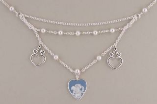 Wedgwood Jasperware Jewelry Jasperware Heart Silverplate Cupid Muse Necklace, Fi