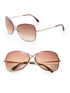 Tom Ford Eyewear Colette Crossover Round Sunglasses   Gold Brown