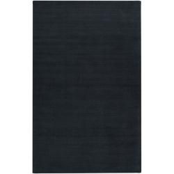 Hand crafted Navy Blue Solid Causal Ridges Wool Rug (5 X 8)