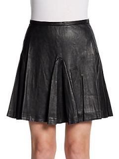 Faux Leather Flip Skirt   Black
