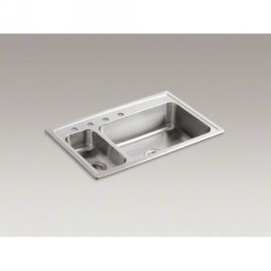 Kohler K 3347L 4 NA TOCCATA Toccata Self Rimming Kitchen Sink  High/Low Basins a