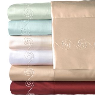 American Heritage 500tc Egyptian Cotton Sateen Embroidered Swirl Sheet Set,