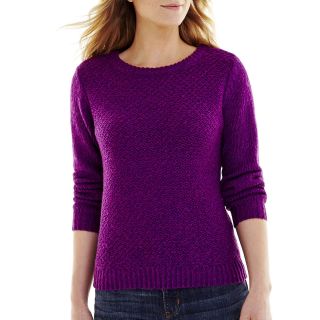 St. Johns Bay St. John s Bay Marled Crewneck Sweater   Petite, Purple, Womens