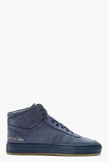 Common Projects Navy Nubuck Basketball High_top Sneakers