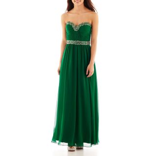 Be Smart Strapless Embellished Dress, Emerald (Green)