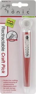 Tim Holtz Retractable Craft Pick (red and grey. Use to pierce through papers chipboard and polymer clay. Needle extends up to 1.25 inches for multiple surfaces. Warning the enclosed product contains a sharp edge use with care. Not for childrens use. )
