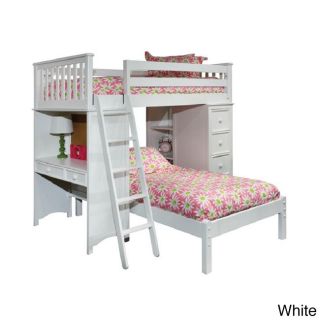 Classic Twin Loft/ Platform Bed Set With Built in Chest/ Desk/ Bookshelf
