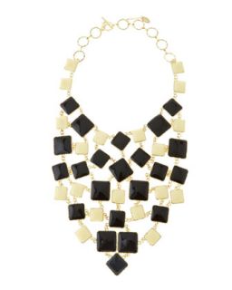 Squared Enamel Bib Necklace, Black & White